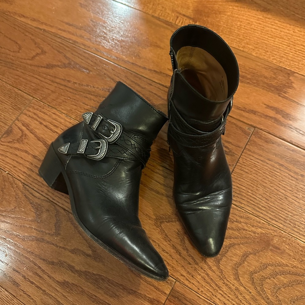 FRYE Black Leather Ankle Boots